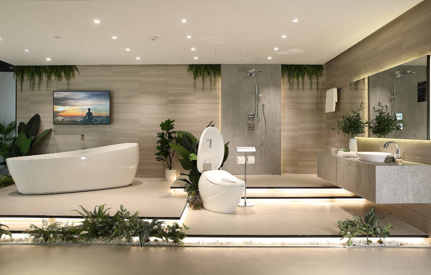 Bộ thiết bị vệ sinh American Standard gồm bồn cầu, lavabo, sen tắm và phụ kiện
